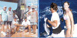 Side by side pictures of people catching fish with Seaboots Charters